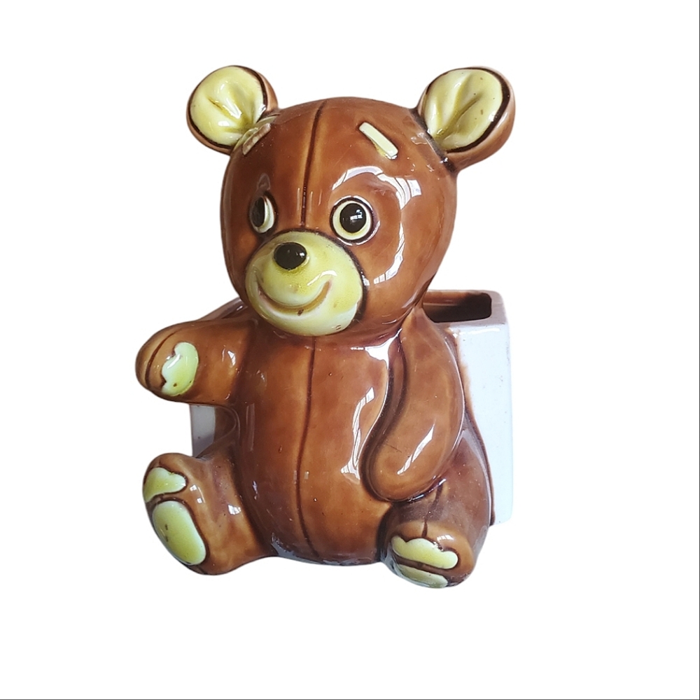 Vintage teddy bear planter